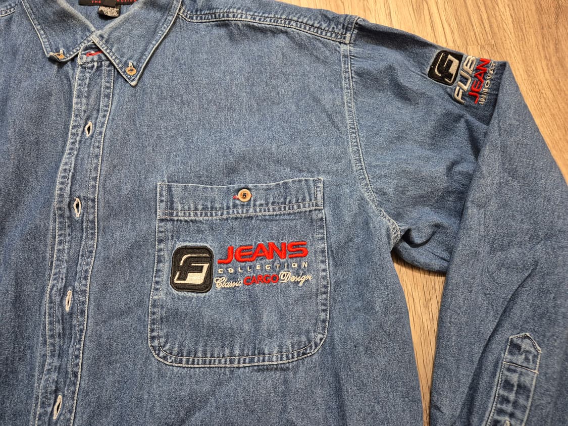90s 푸부FUBU 진청 데님 빅셔츠 상품이미지2