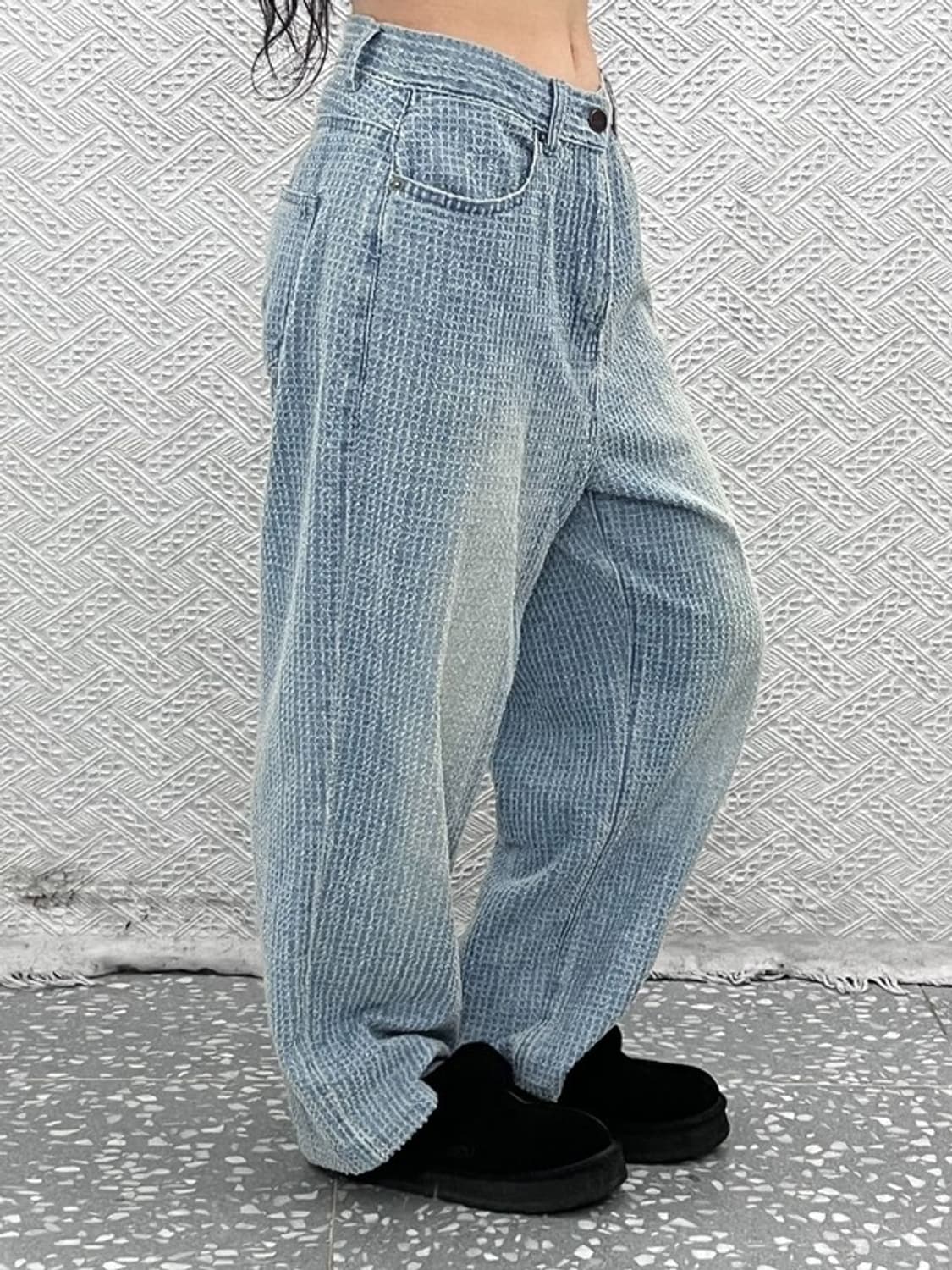 노이어 빈티지 데미지 트위드 워싱 데님팬츠 48 C09927 상품이미지1