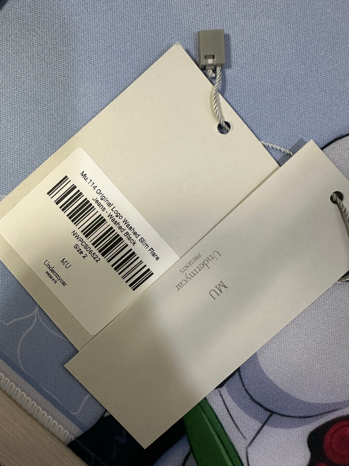 언더마이카 무.114 오리지널 로고 워시드 슬림 플레어 진 워시드 블랙 상품이미지5