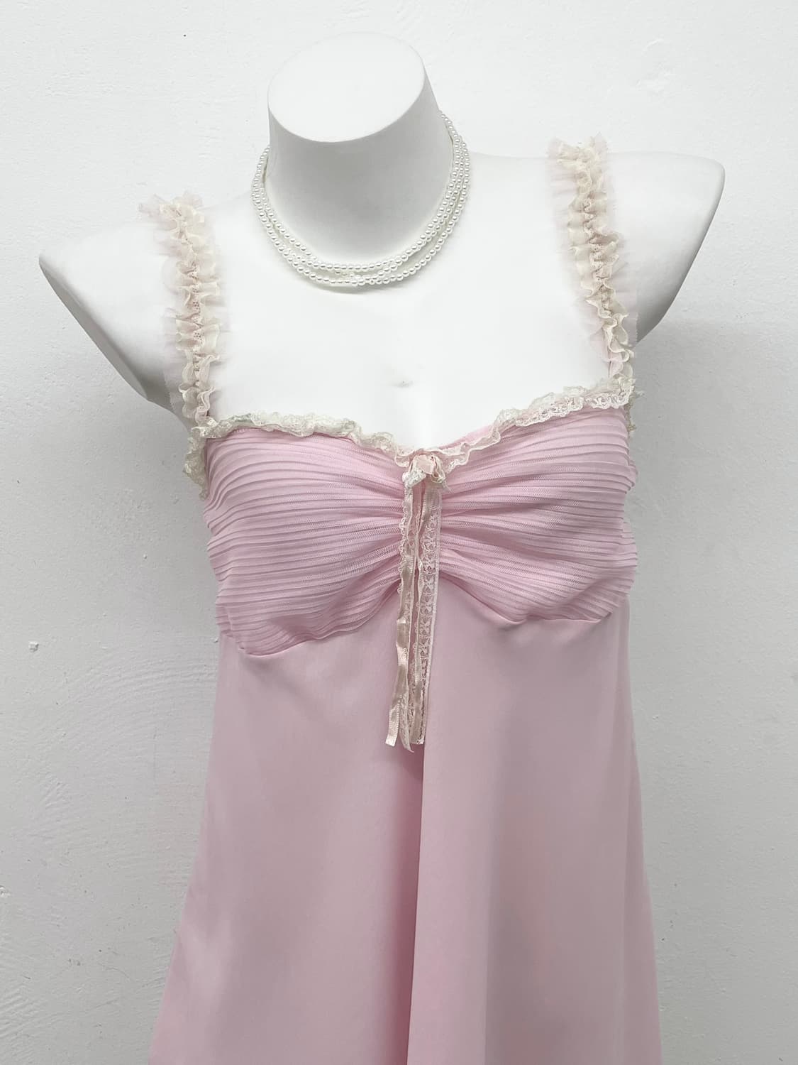 핑크 히메갸루 셔링 레이스 슬립 상품이미지2