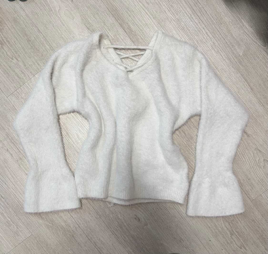 화이트 니트 아일렛 갸루 히메갸루 펑크 니트탑 상품이미지1