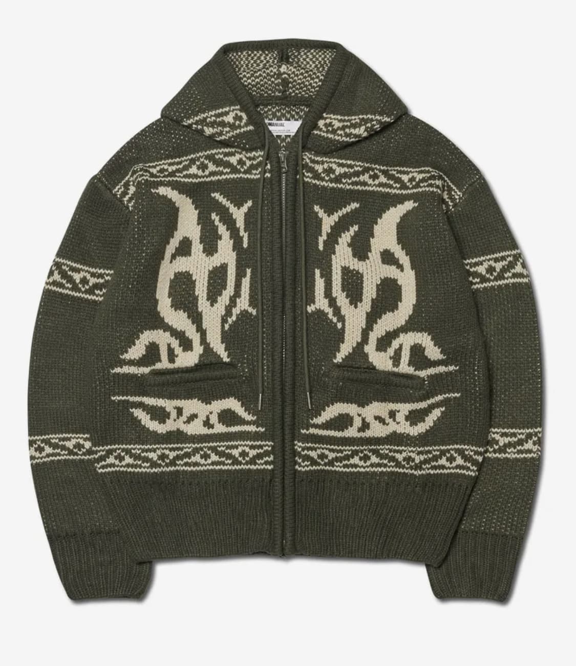 노매뉴얼 니트 집업 카키 M 상품이미지1