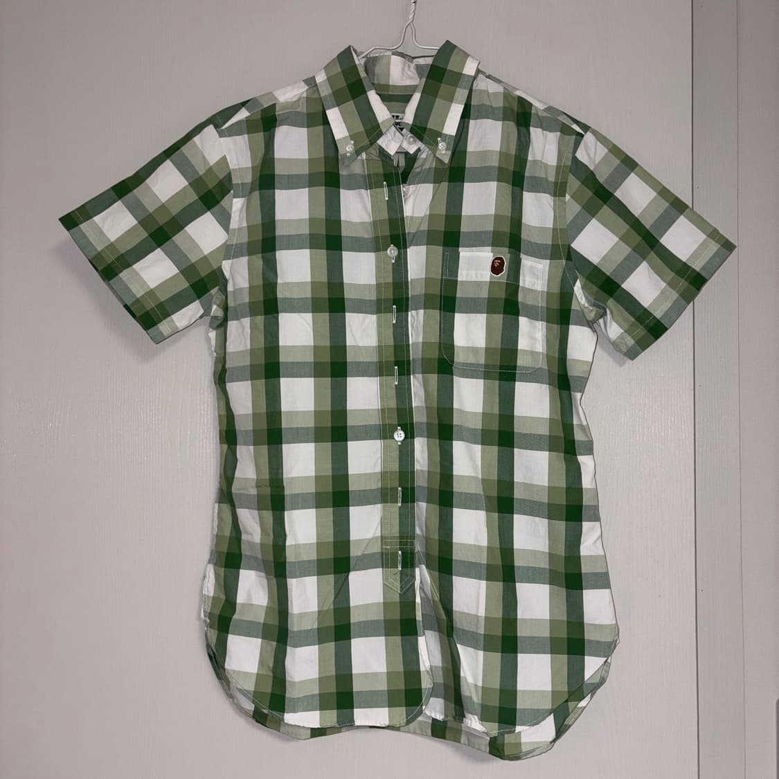 베이프 체크 반팔 셔츠 상품이미지1