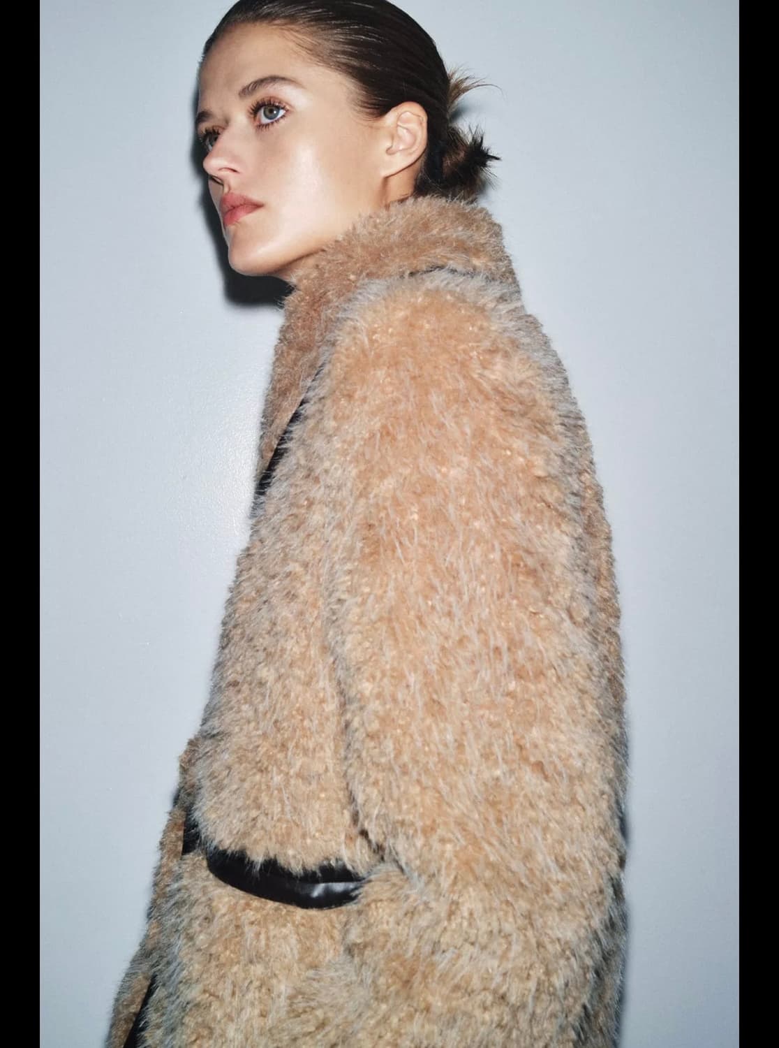 S(KR 55) 자라 리미티드 에디션 롱 페이크 시어링 코트 상품이미지6