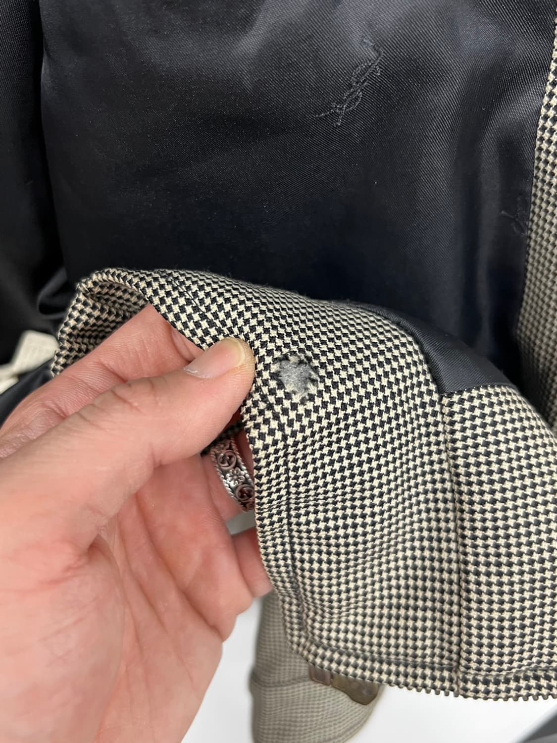 YSL 90s 입생로랑 잔체크 봄버 블루종 자켓 상품이미지6