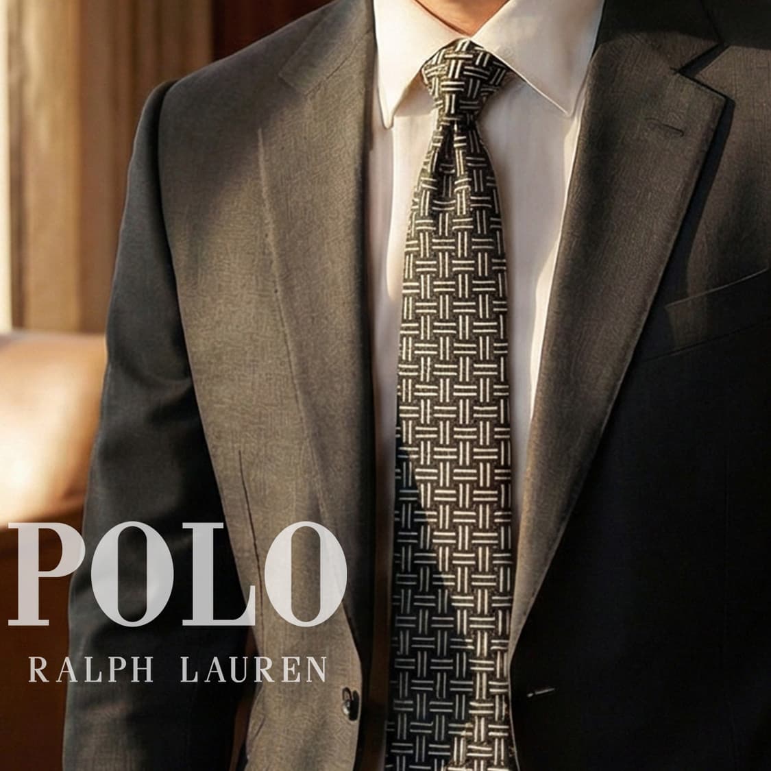 폴로랄프로렌 실크 블랙 기하 패턴 넥타이 9.2cm A+등급 A19601 상품이미지1