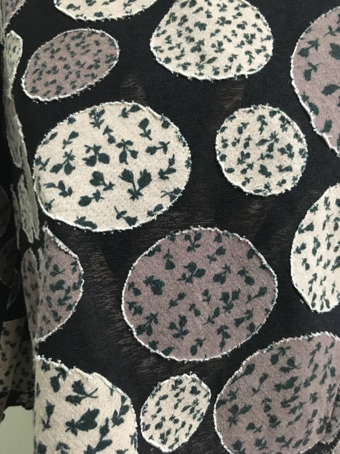 빈티지 플라워 패치 시스루 블랙 하구미 모리걸 아오이유우 폴라티 상품이미지2