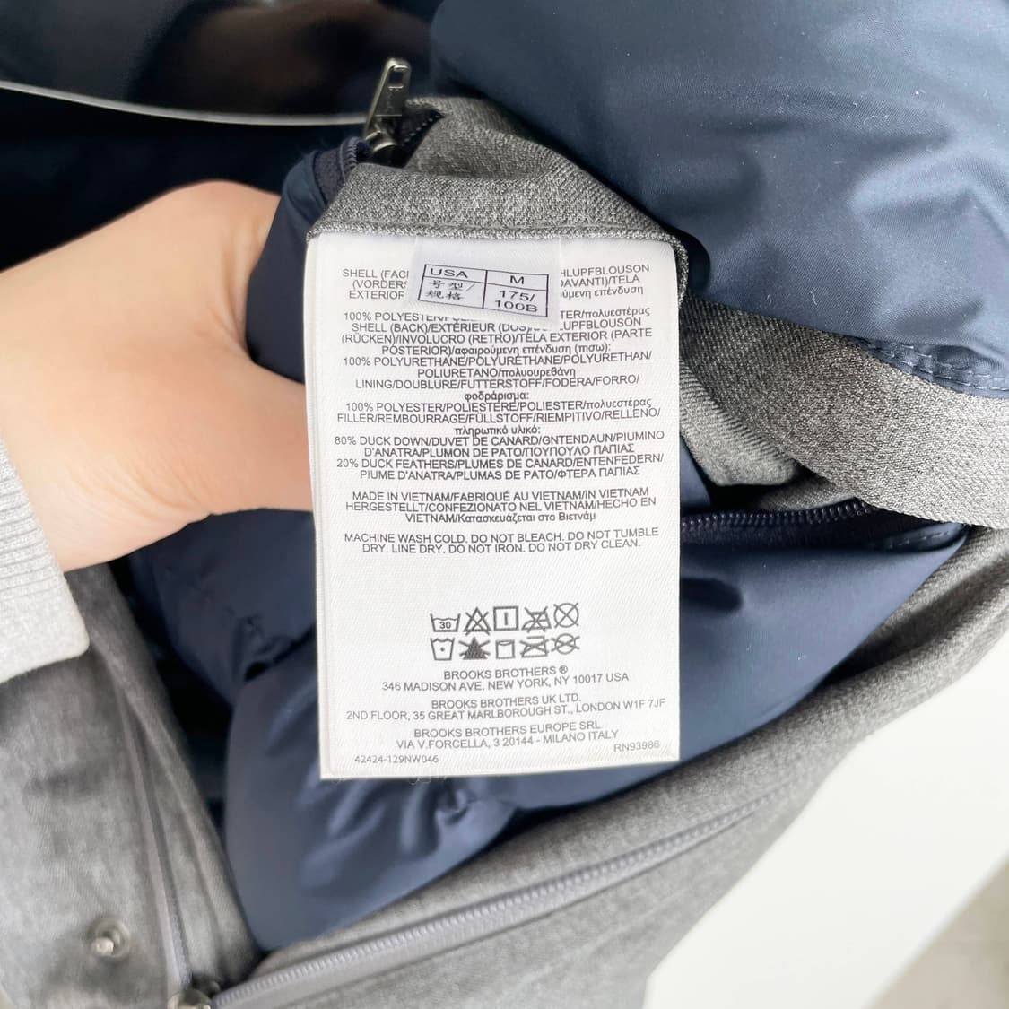 A2 브룩스 브라더스 사이드 로고 패치 덕다운 야상 패딩 100사이즈 상품이미지6