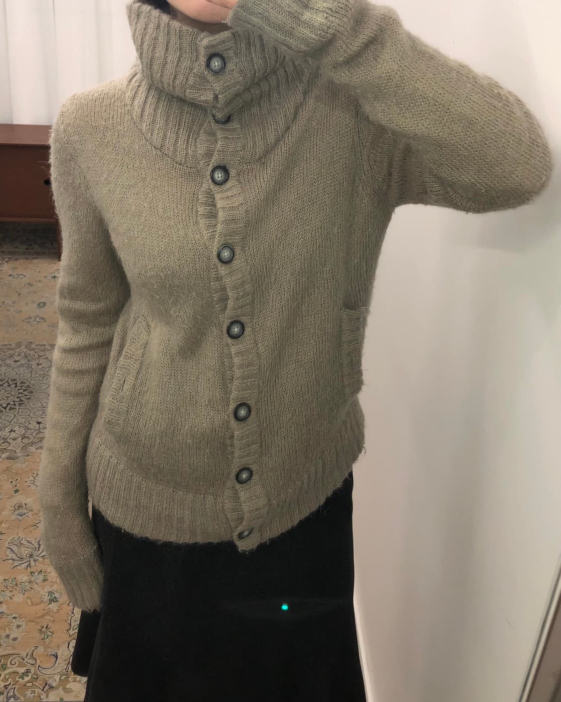 브라운 하이넥 가디건 상품이미지4