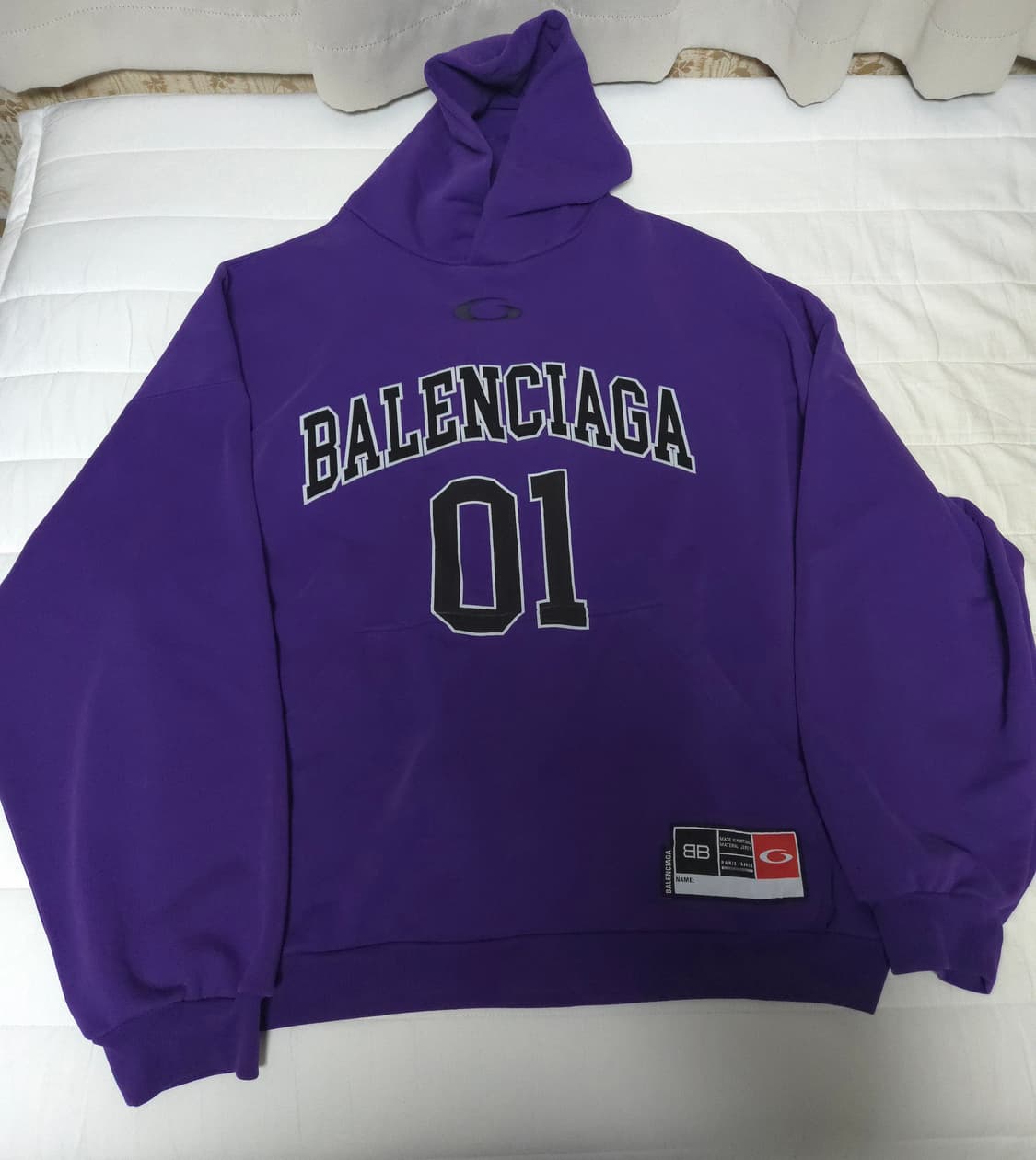 발렌시아가 바스켓볼 후드 티셔츠 퍼플 자수 로고 긴팔 후디 티 상품이미지5
