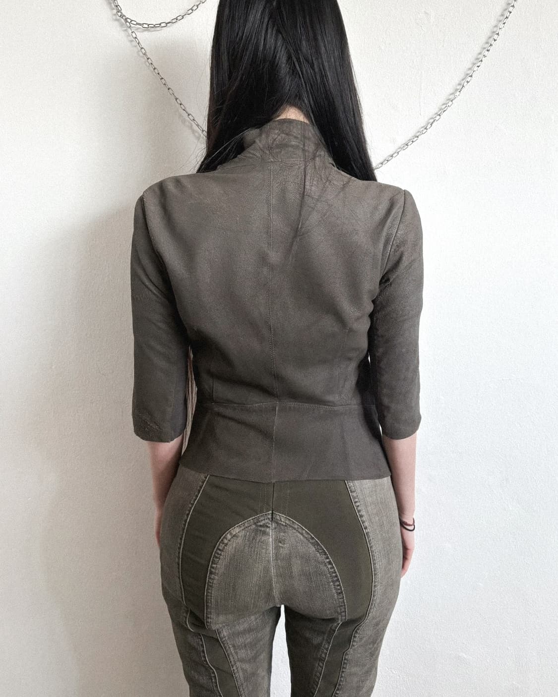 릭오웬스 2012 하이넥 드레이프 하프슬리브 바이커자켓 상품이미지5