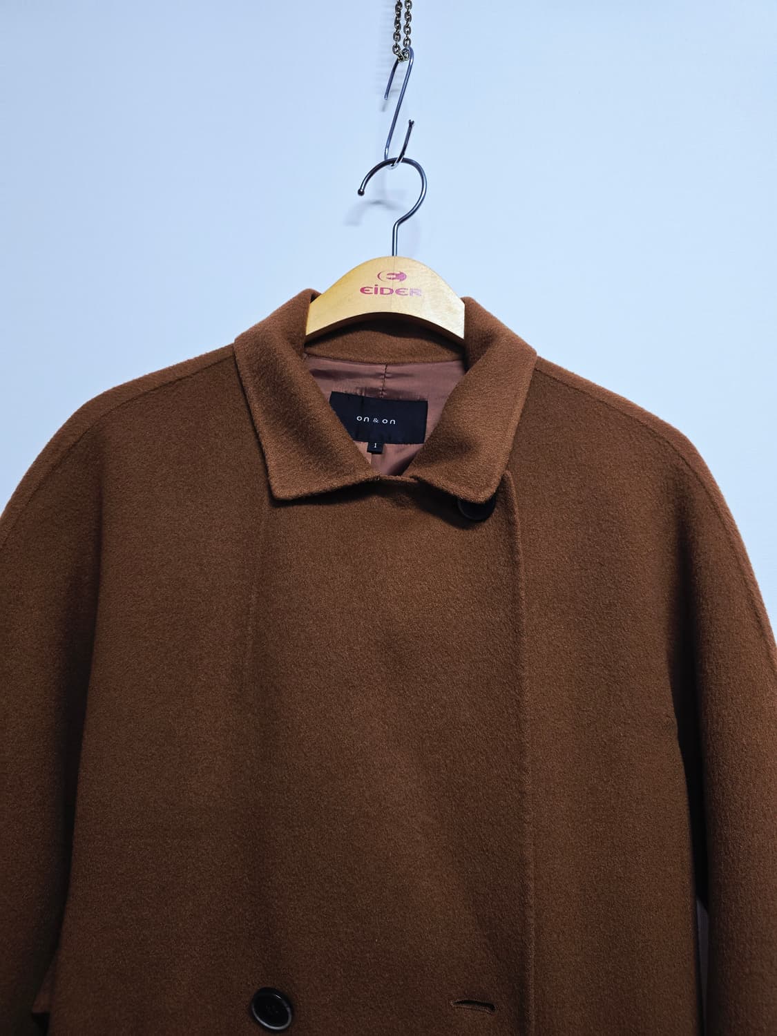 온앤온 브라운 더블 롱코트 양모100% 상품이미지7
