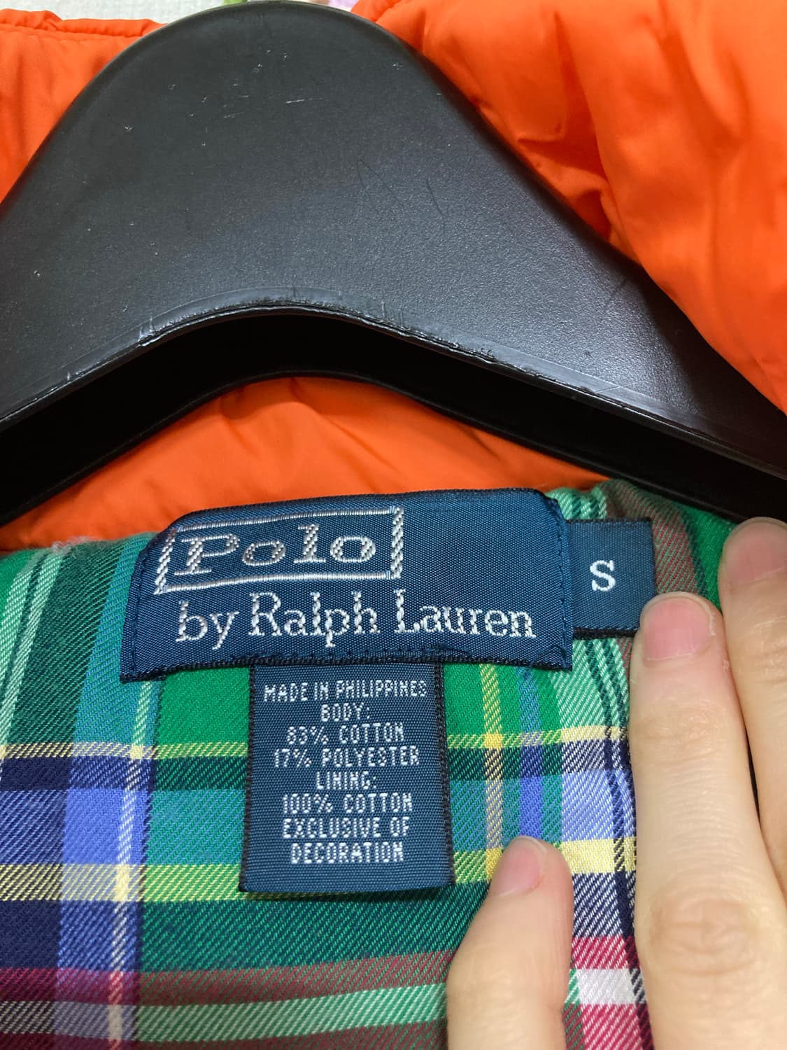 폴로랄프로렌 체크안감 배색 패딩조끼 베스트 _ 네이비/오렌지 상품이미지8