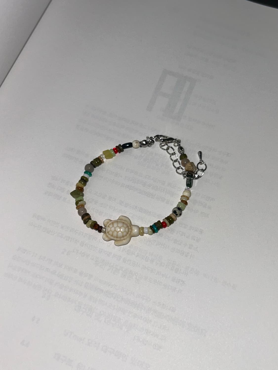빈티지 비즈 블루 거북이 팔찌 / blue turtle bracelet 상품이미지1