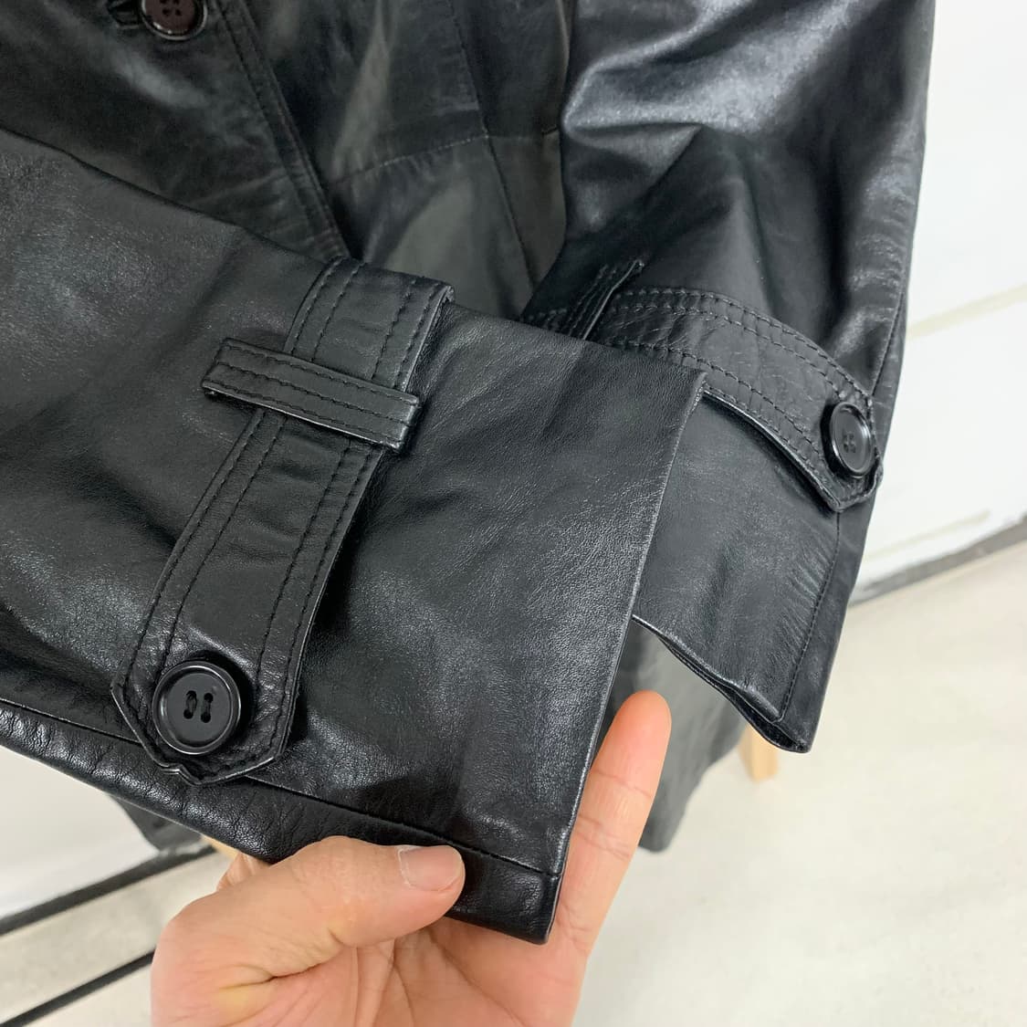 빈티지 리얼 레더 트렌치 코트 상품이미지6