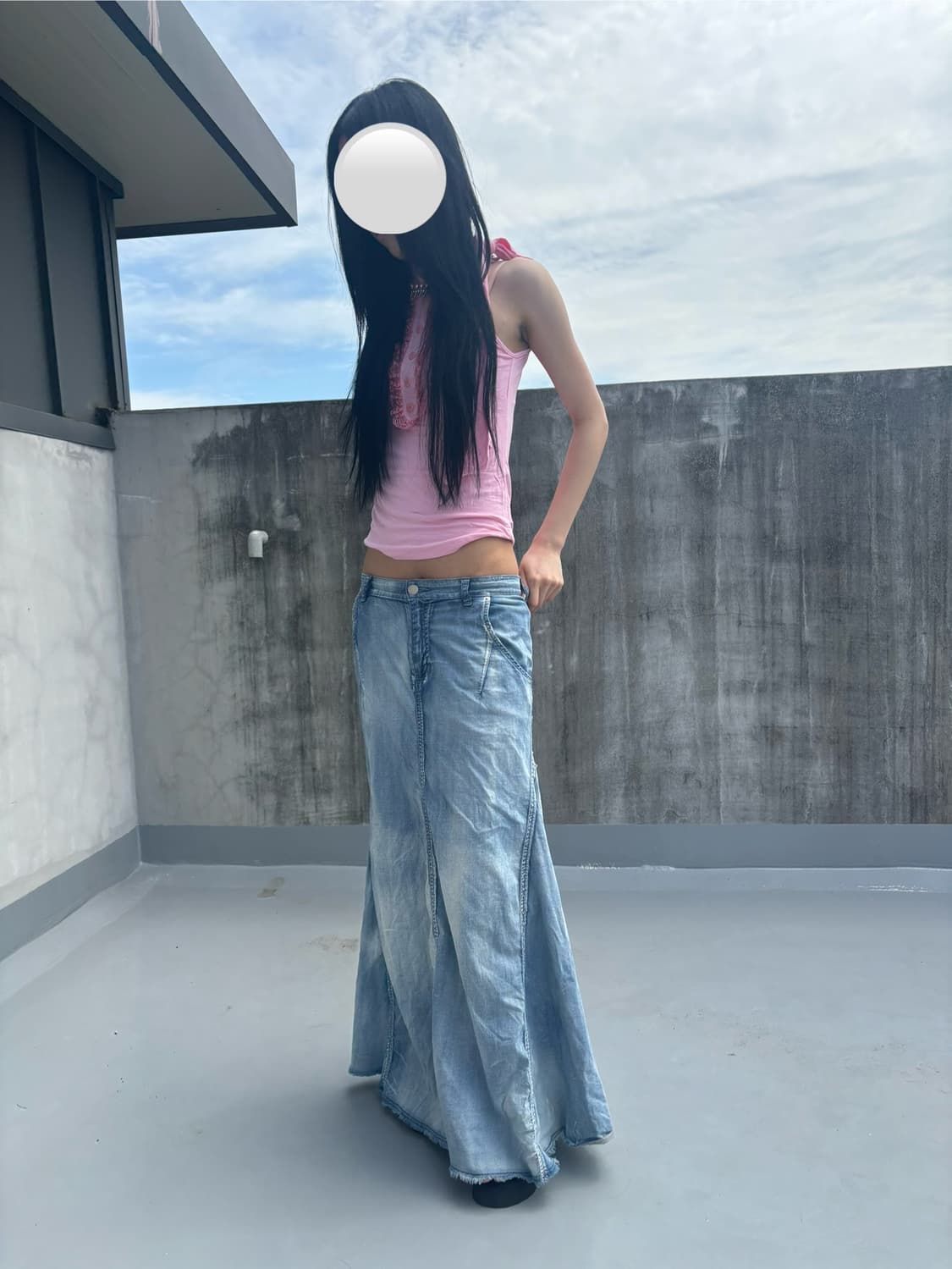 (Vintage)다트 데님 롱 스커트 goa lgb 상품이미지1