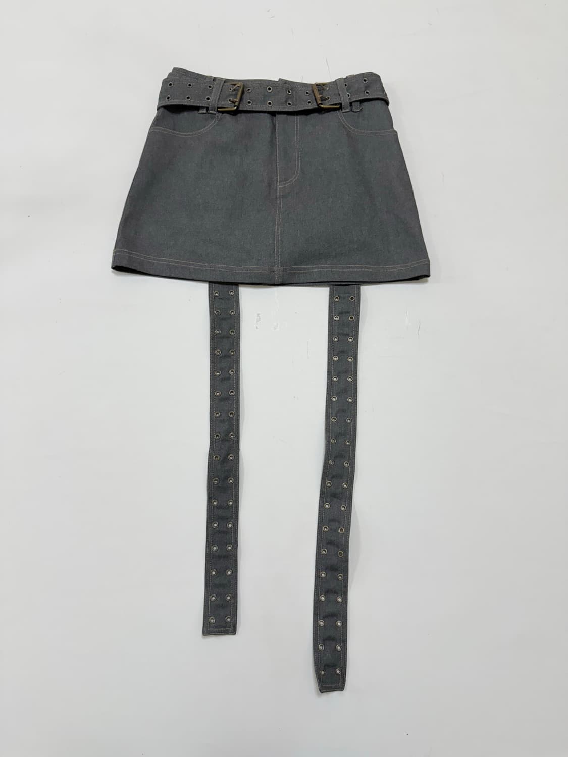닙그너스 .dbl belt mini skirt blue 상품이미지2