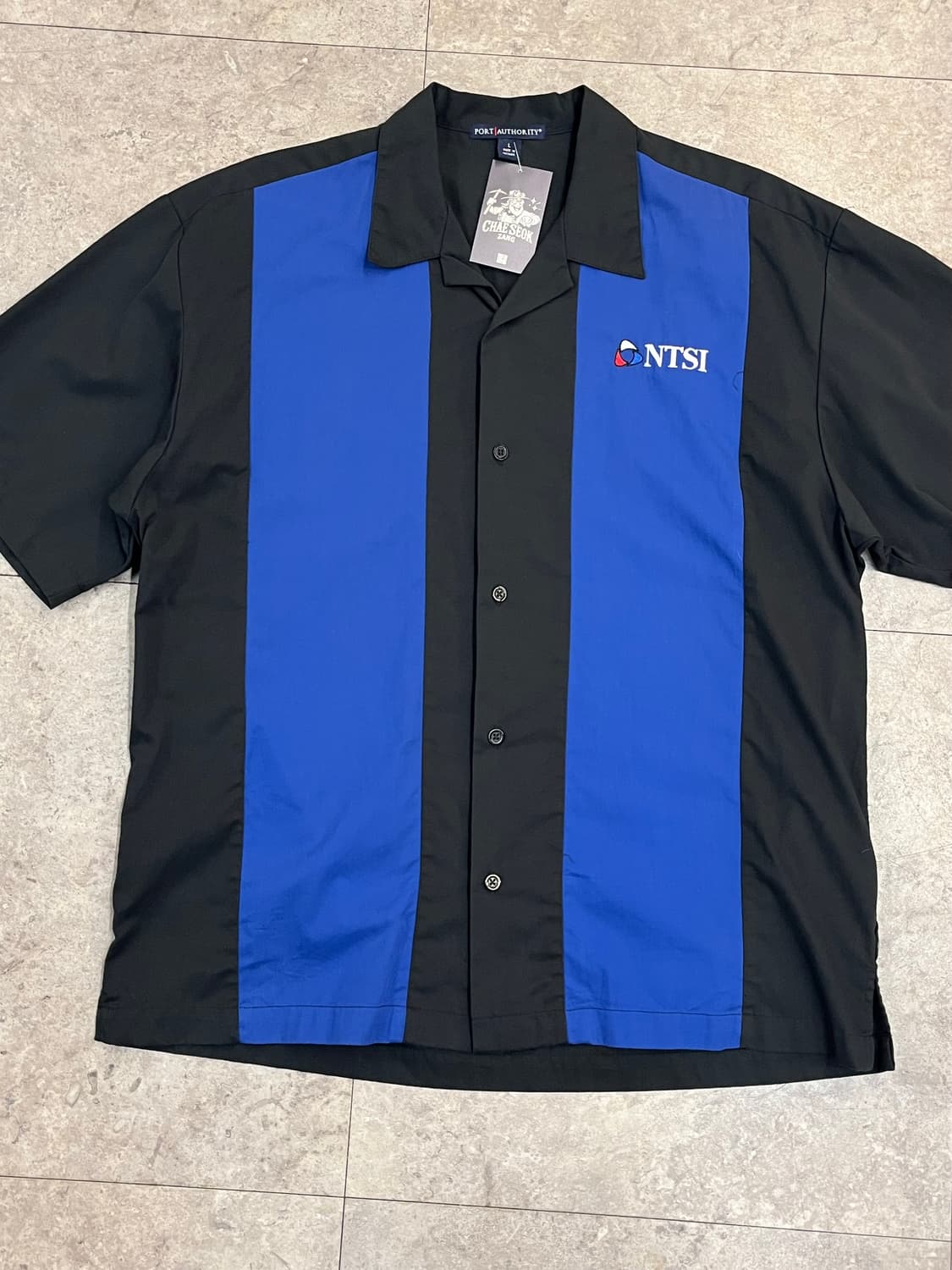 빈티지 Port 배색 반팔 셔츠 블랙 L #csz3561 상품이미지4