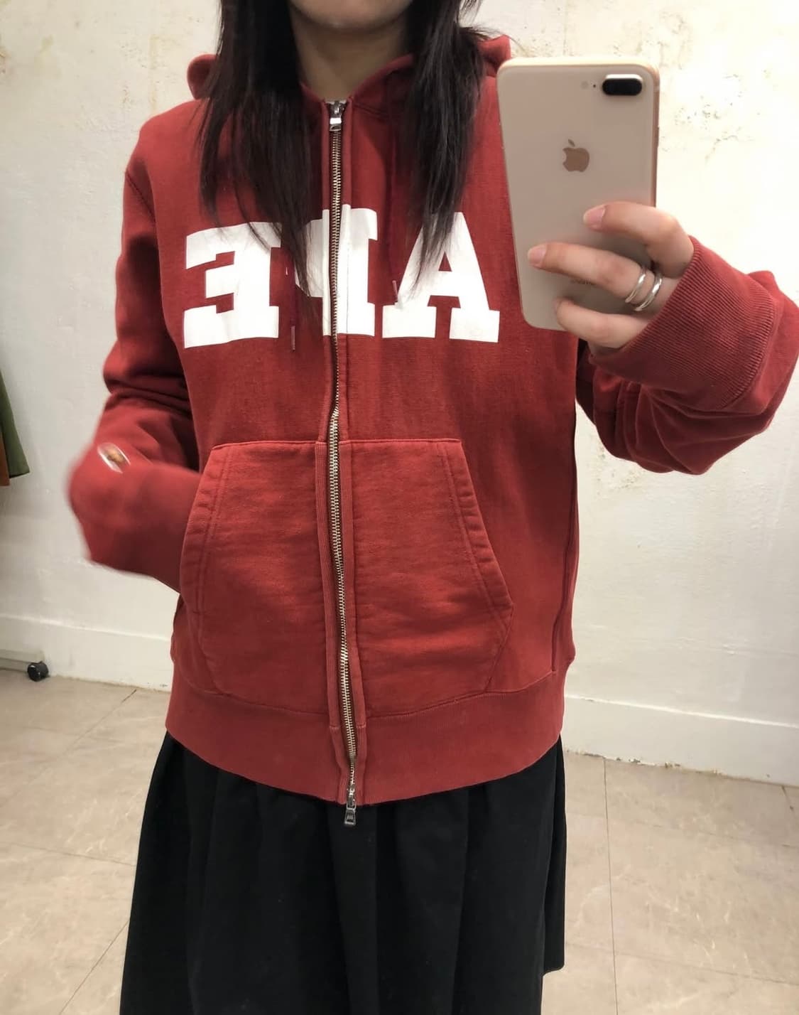 베이프 버건디 후드 집업 상품이미지2