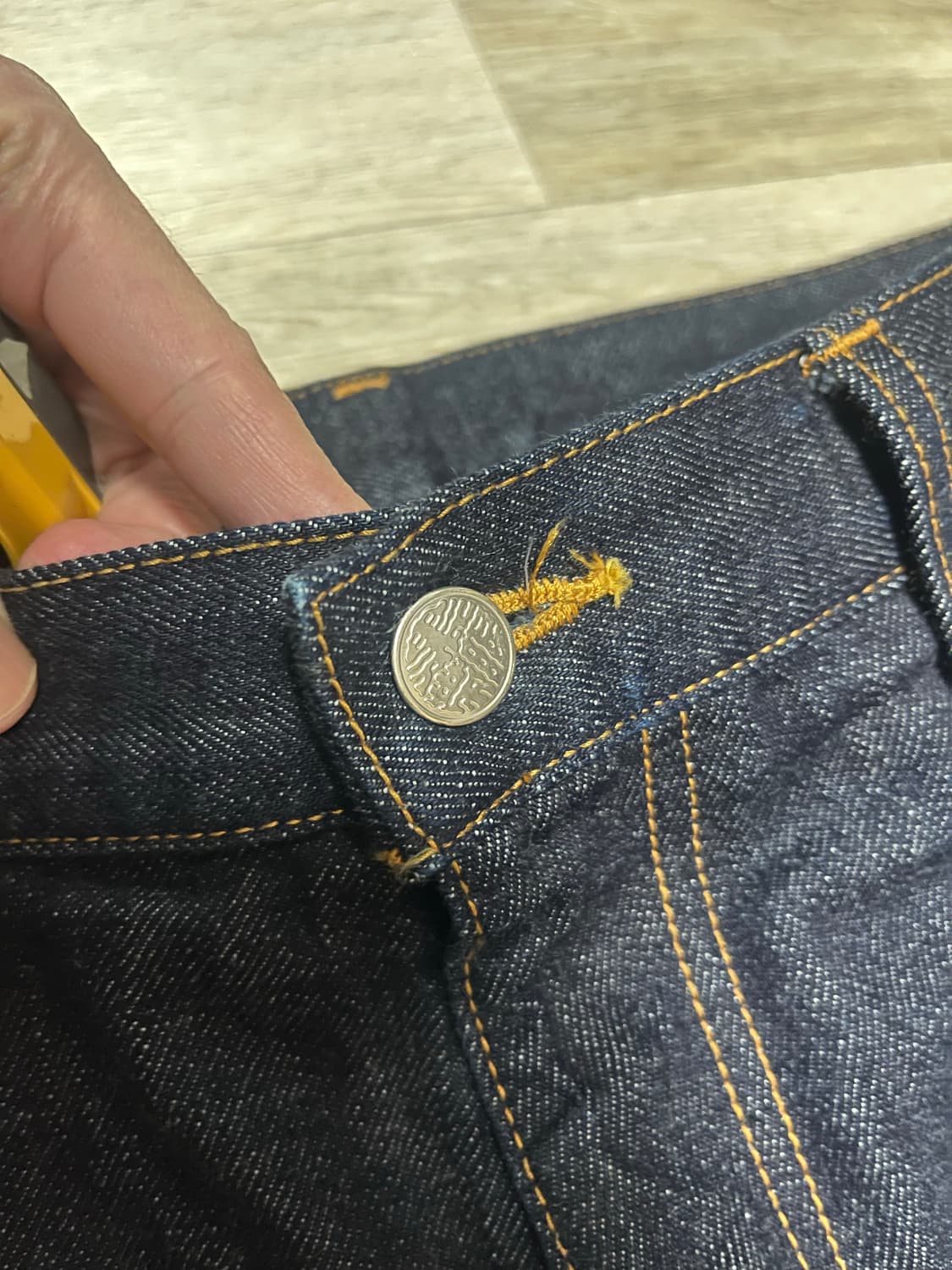 [M] 와코마리아 블랙아이패치 데님 인디고 상품이미지5