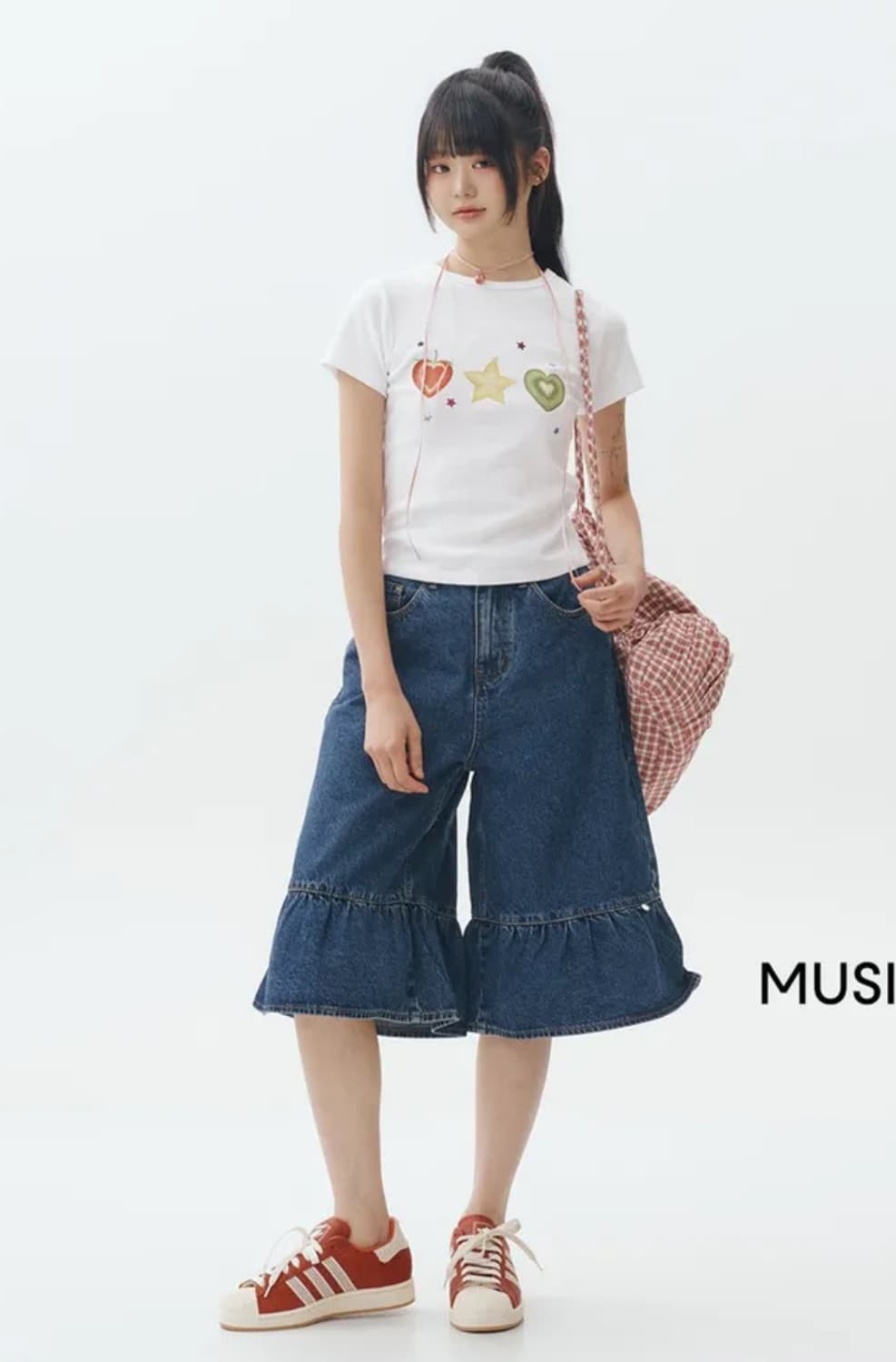 론론 flounce hem 데님 팬츠 미디움블루 상품이미지4