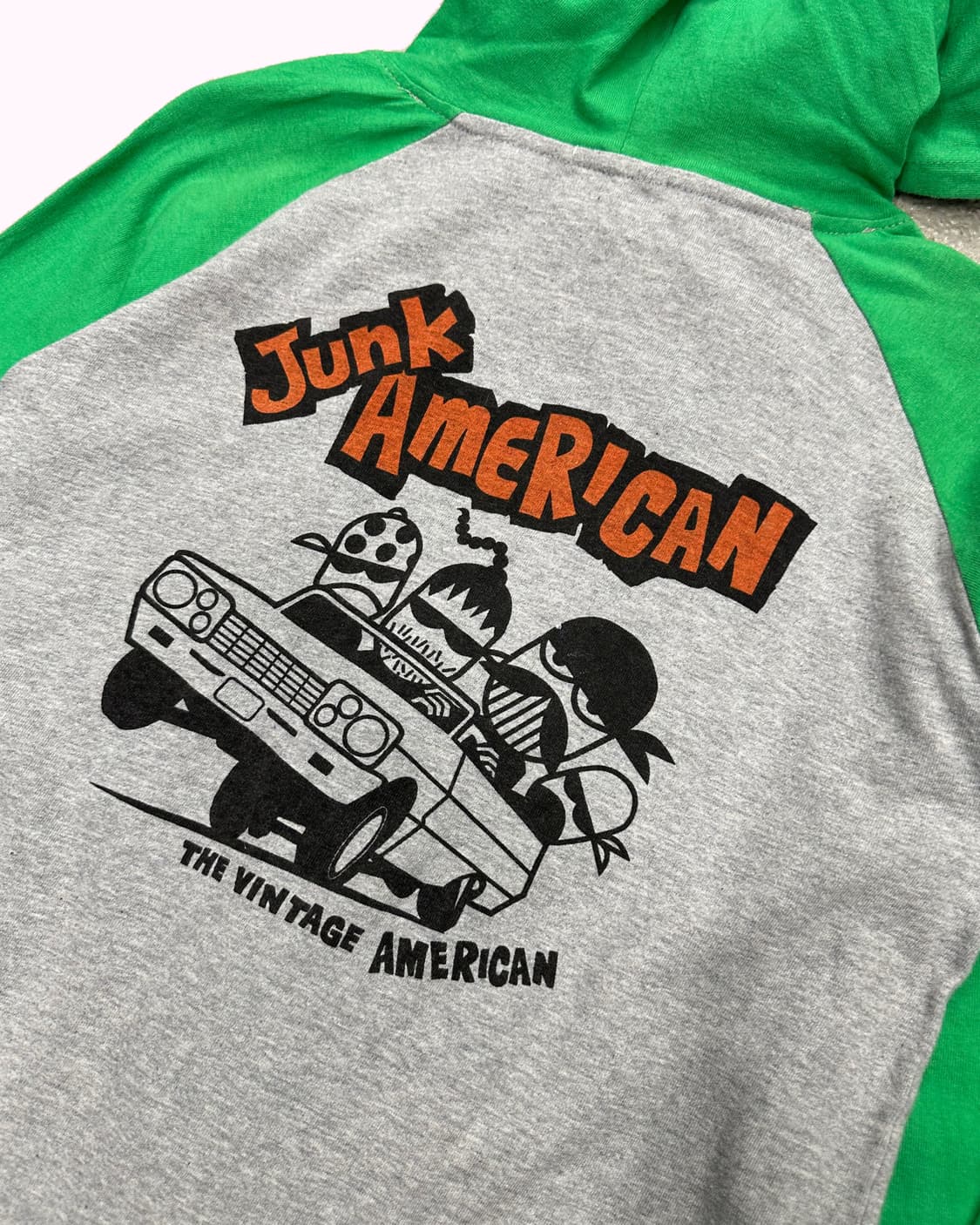 green raglan printing hood zip-up 상품이미지5