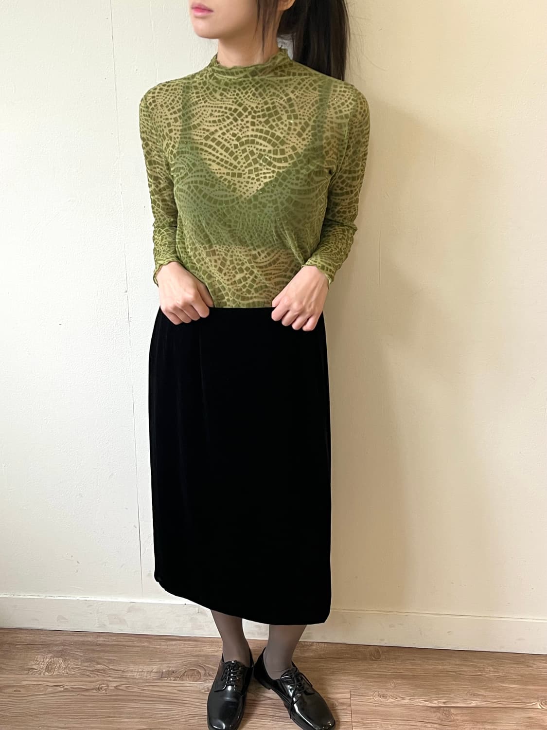 japan vtg 크로커다일 시스루 터틀넥 상품이미지4