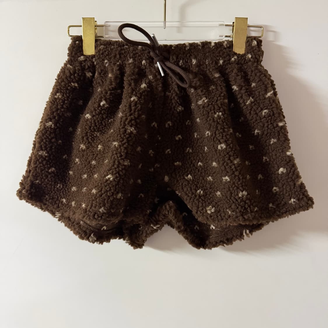 새상품 여자 도트 뽀글이 반바지 (브라운) 상품이미지1
