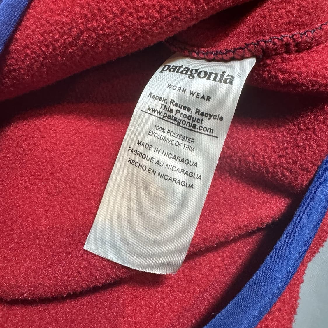 20FW 파타고니아 신칠라 스냅-티 플리스 네이비/레드 상품이미지5