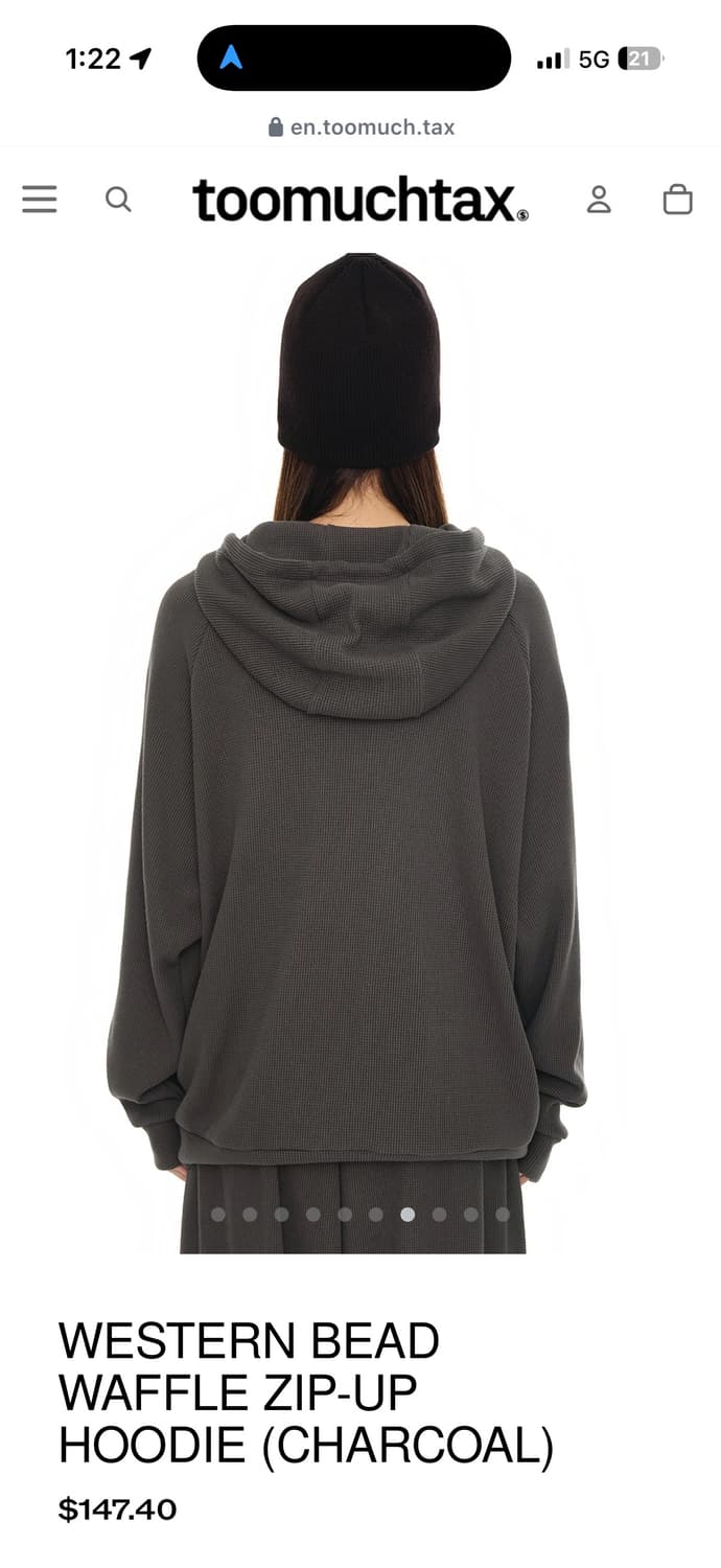 투머치택스 웨스턴비즈 와플집업 차콜 상품이미지3