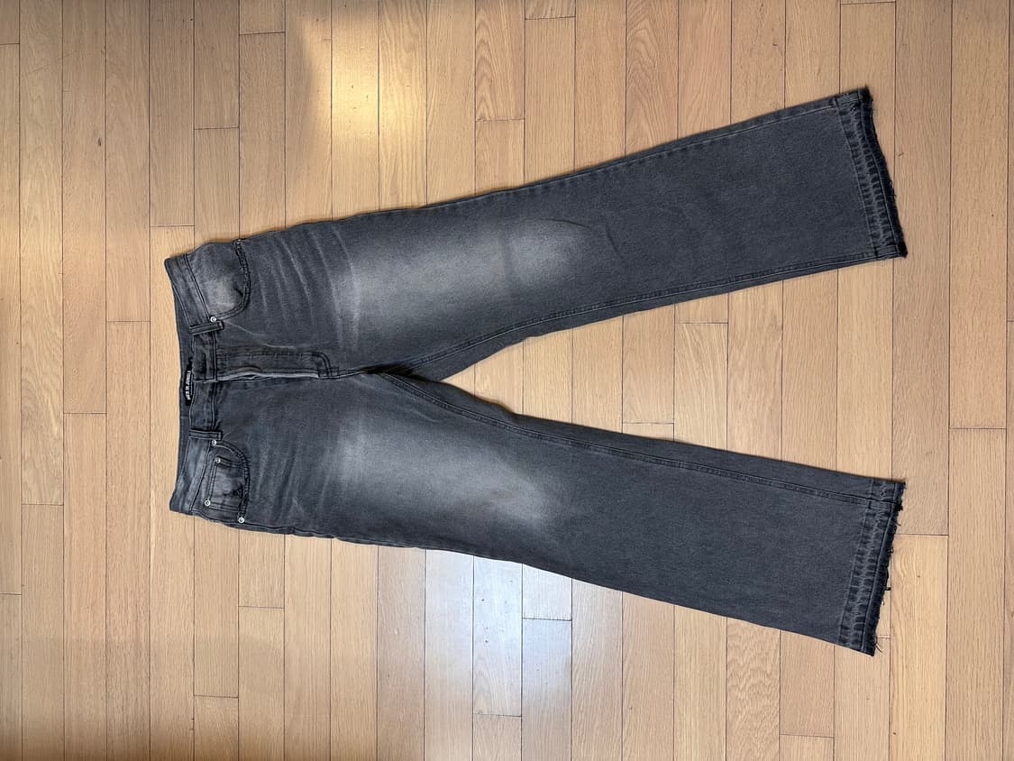 맨인정글 로우 엣지 부츠컷 데님 팬츠 - 워시드 블랙 L사이즈 상품이미지2