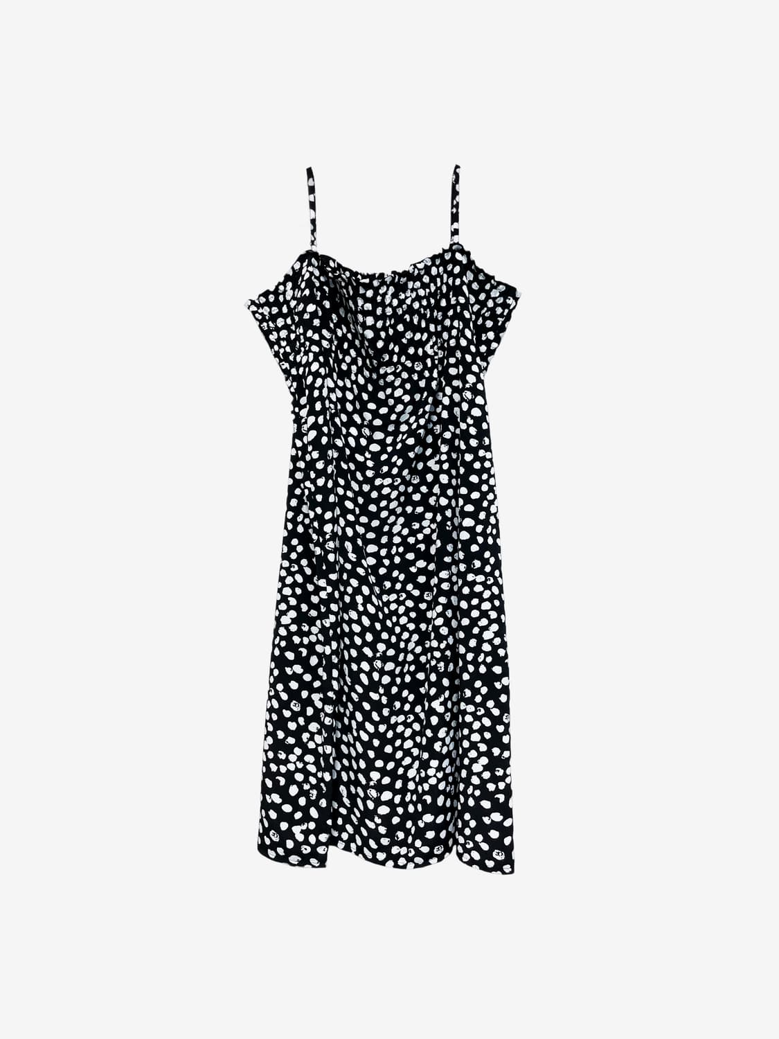 Abstract Dot Shirring Long Dress - Black 상품이미지6