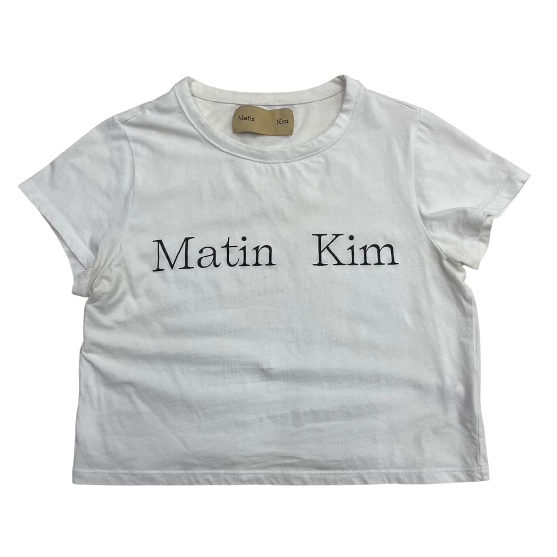 마뗑킴 로고 화이트 크롭 반팔 상품이미지2