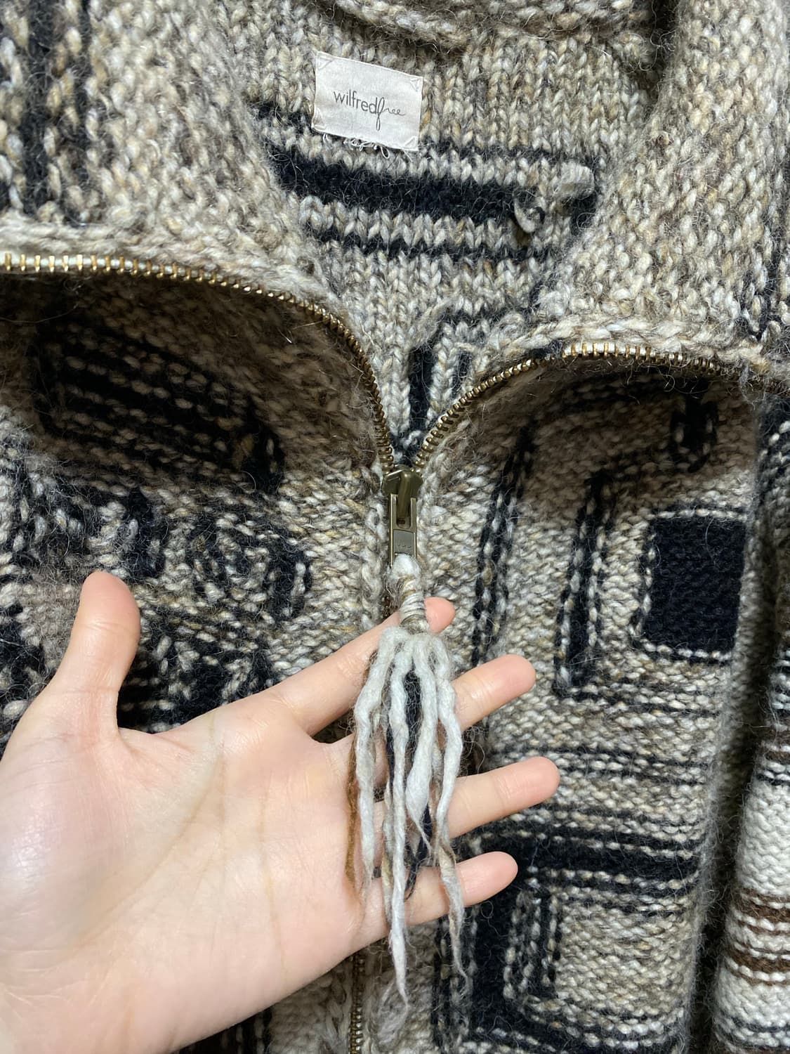 핸드 니트 집업 보헤미안 가디건 상품이미지3