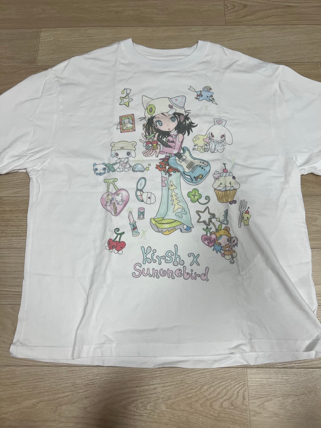 키르시 X 썬원버드 빅 오버 사이즈 그래픽 티셔츠 화이트 상품이미지5