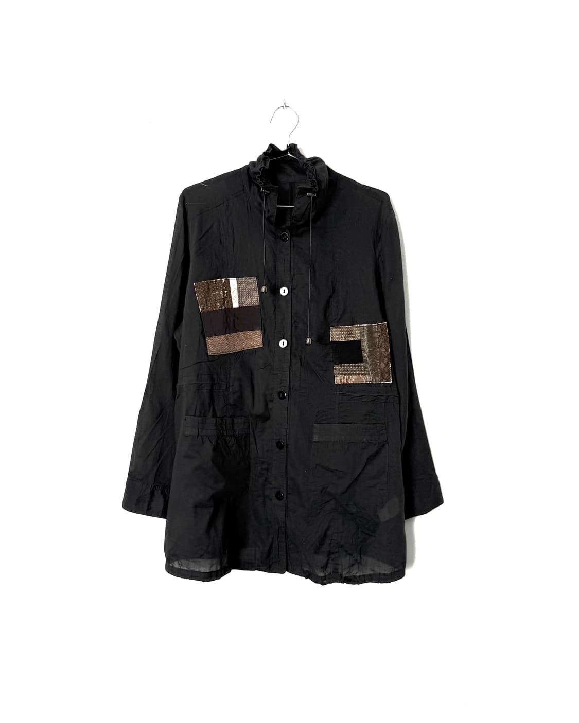 patchwork drawstring shirt jacket 상품이미지1