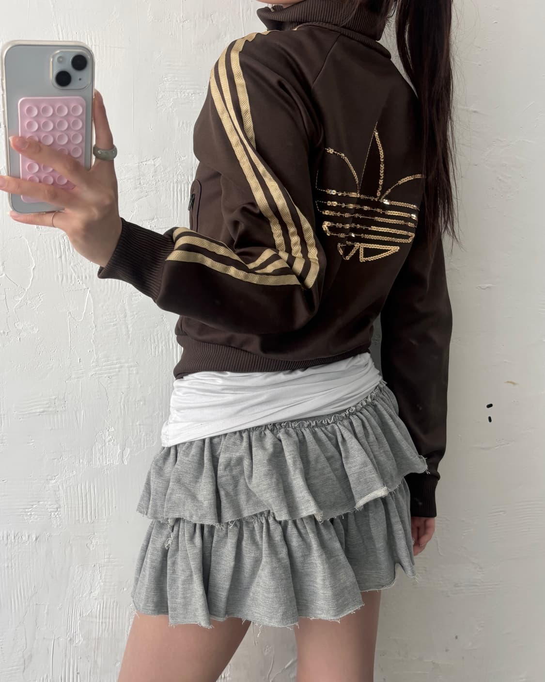 Adidas 아디다스 브라운컬러 스팽글 글리터 우먼 트랙탑 상품이미지4