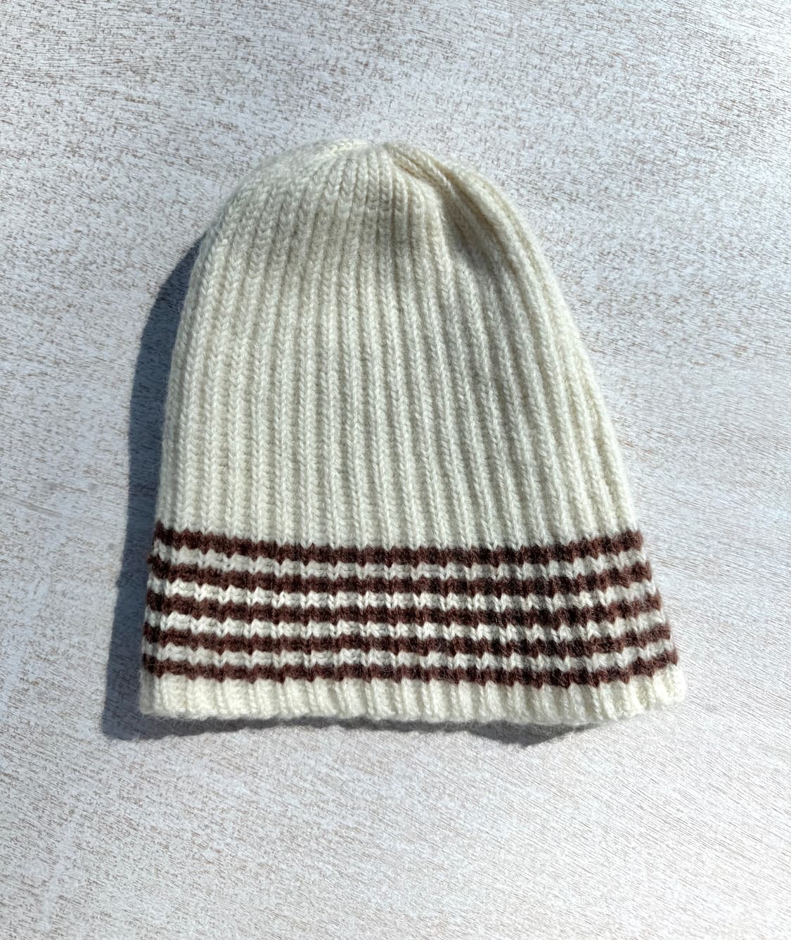 아이보리 브라운 스트라이프 비니 상품이미지1