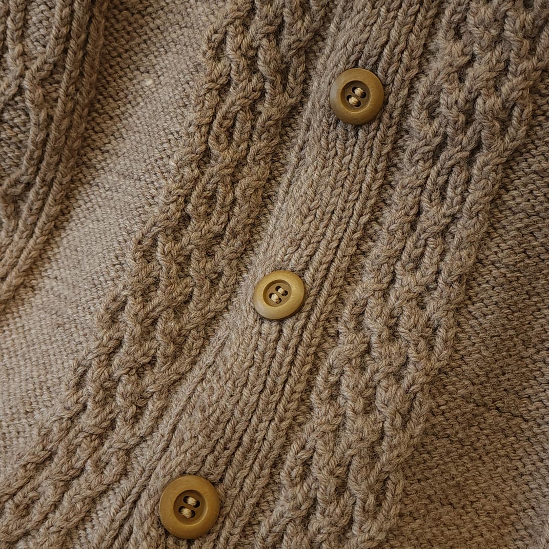 90s 프렌치 핸드메이드 울 가디건 헤비울 스웨터 버튼 가디건 베이지 상품이미지7