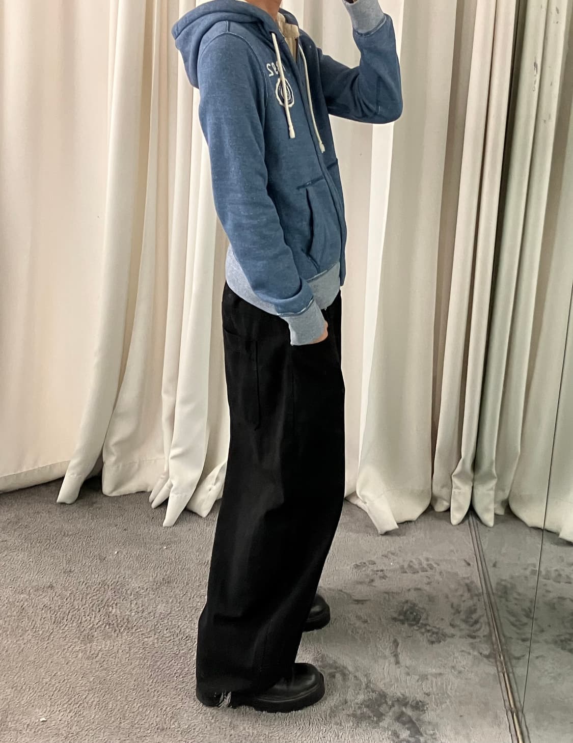 아베크롬비 블루 멜란지 후드집업 S 상품이미지6