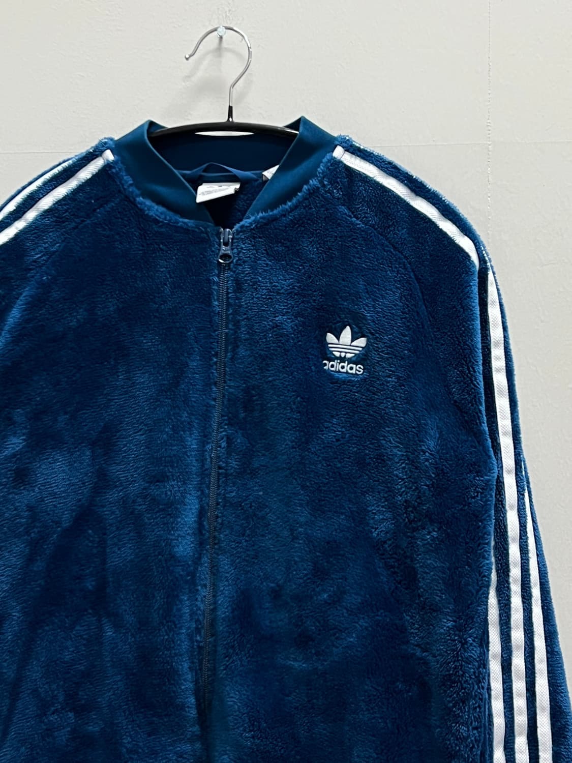 (L) 아디다스 키즈/우먼스 슈퍼스타 셰르파 플리스 트랙탑 블루 상품이미지3