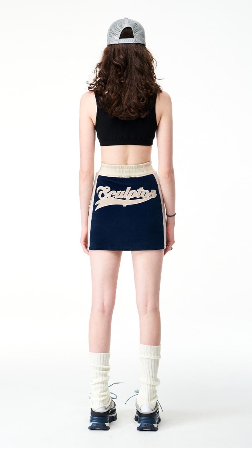 스컬프터 velour track skirt navy 상품이미지3