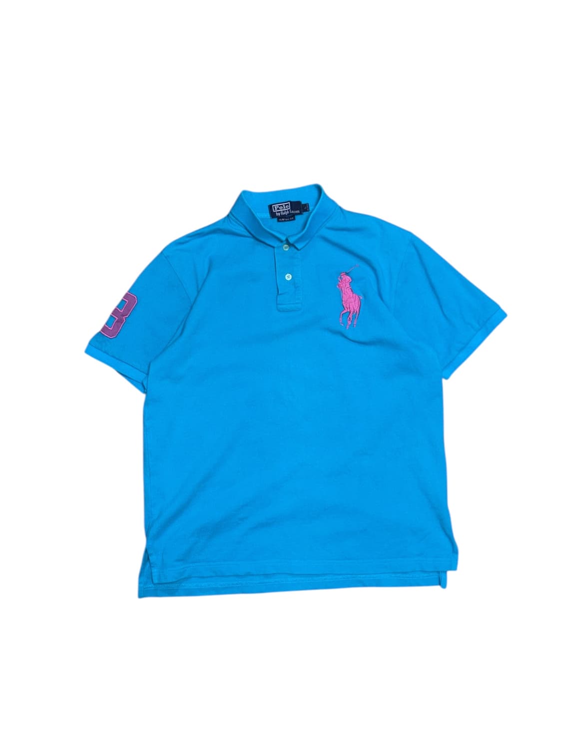 폴로 랄프로렌 아쿠아 블루 핑크 빅포니 카라 반팔티셔츠 상품이미지1