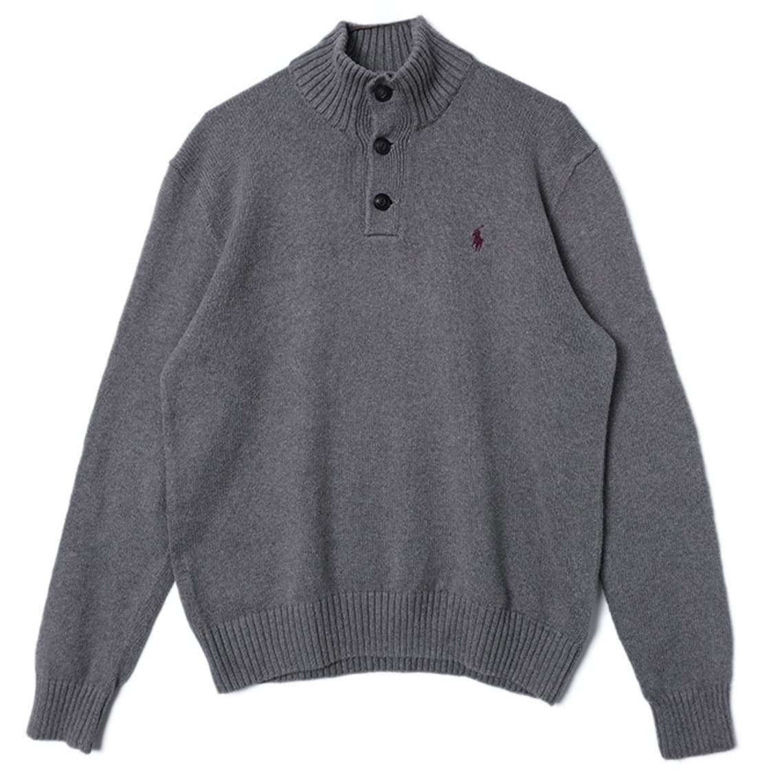 [xs] 폴로 랄프로렌 코튼 딥그레이 버튼업 터틀넥 니트 상품이미지1