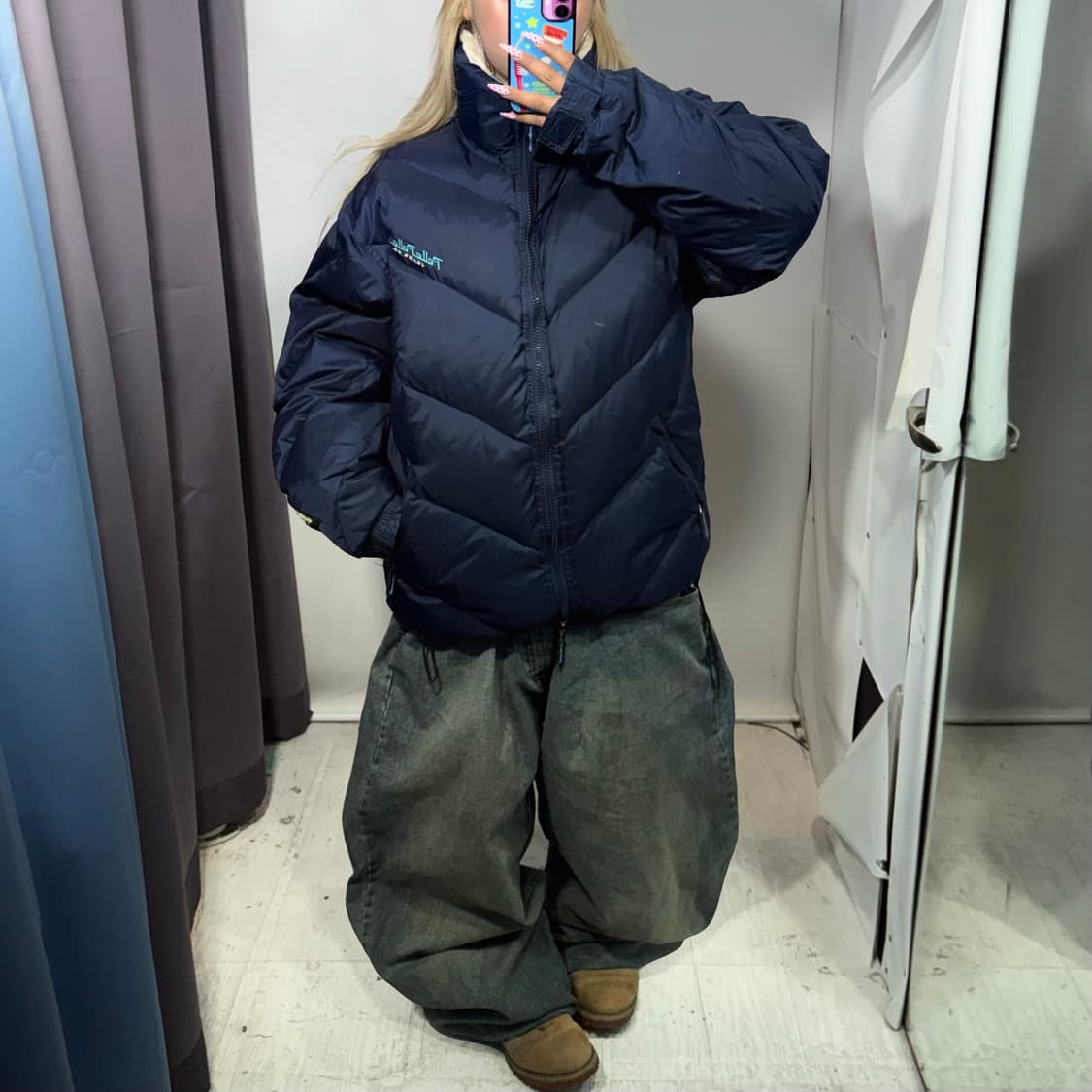 펠레펠레 네이비 오버넥 빅사이즈 패딩점퍼 상품이미지3