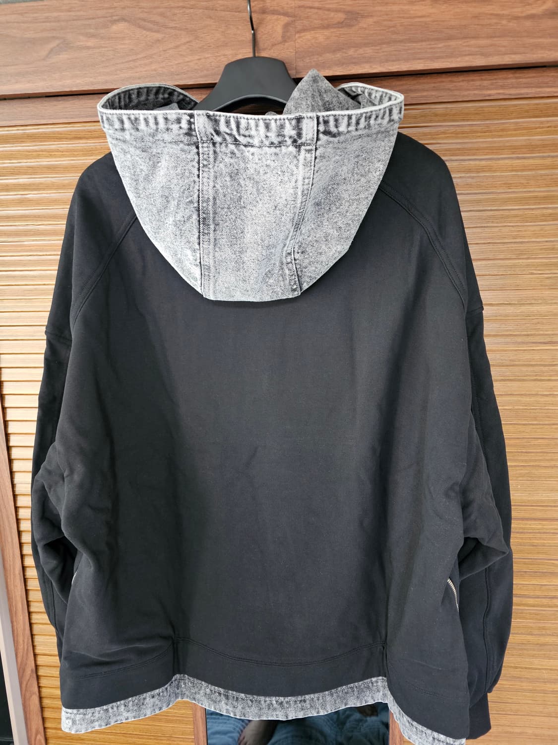 준지 데님 레이어드 후드 블랙 M 상품이미지3