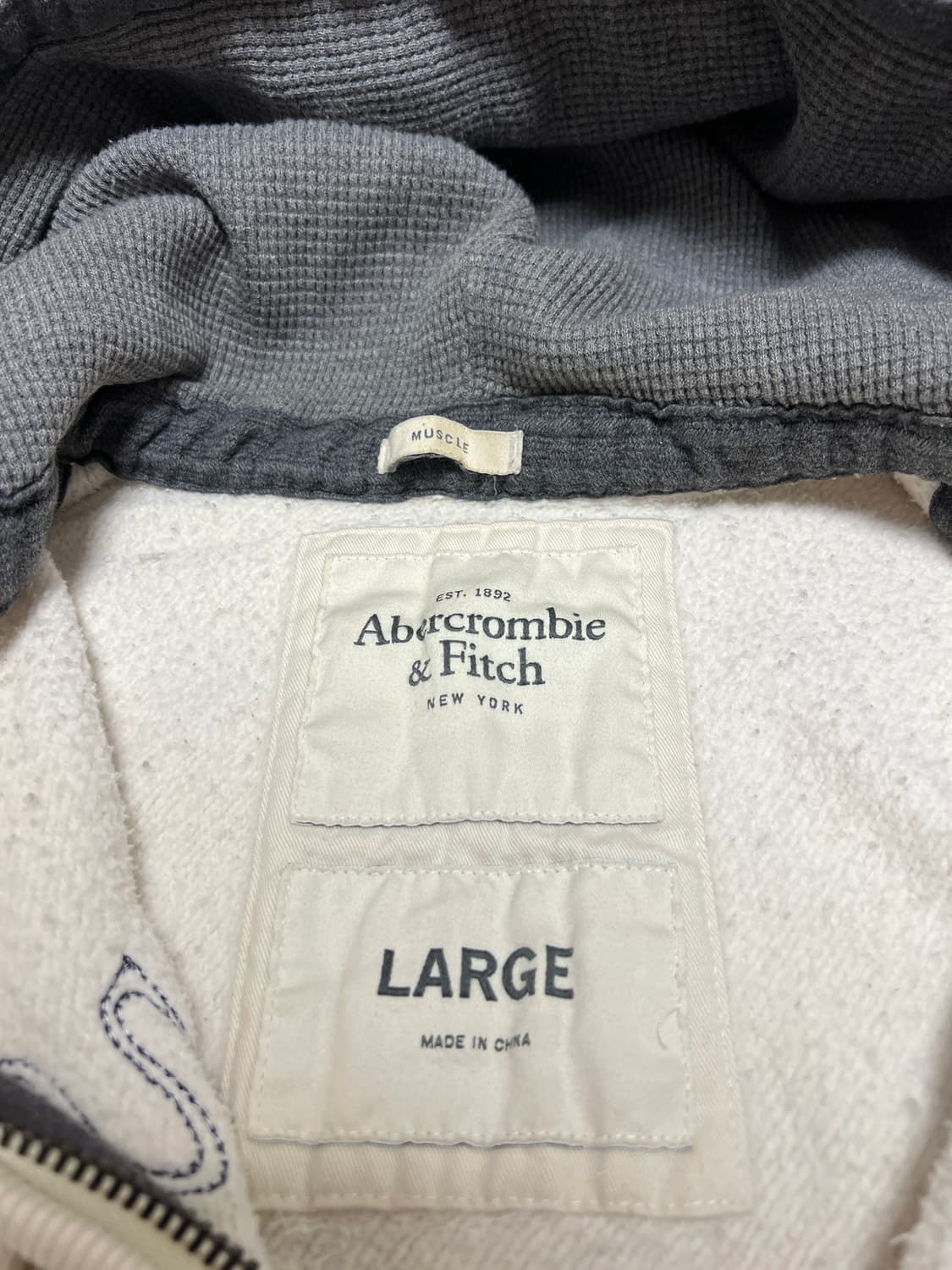 아베크롬비 & 피치 로고 후드 집업 / 아이보리 / L 상품이미지9