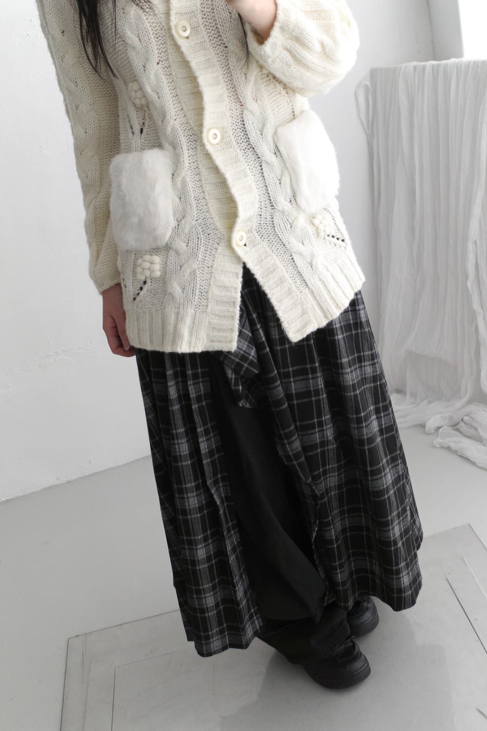 check frill layerd wrap skirt  상품이미지10