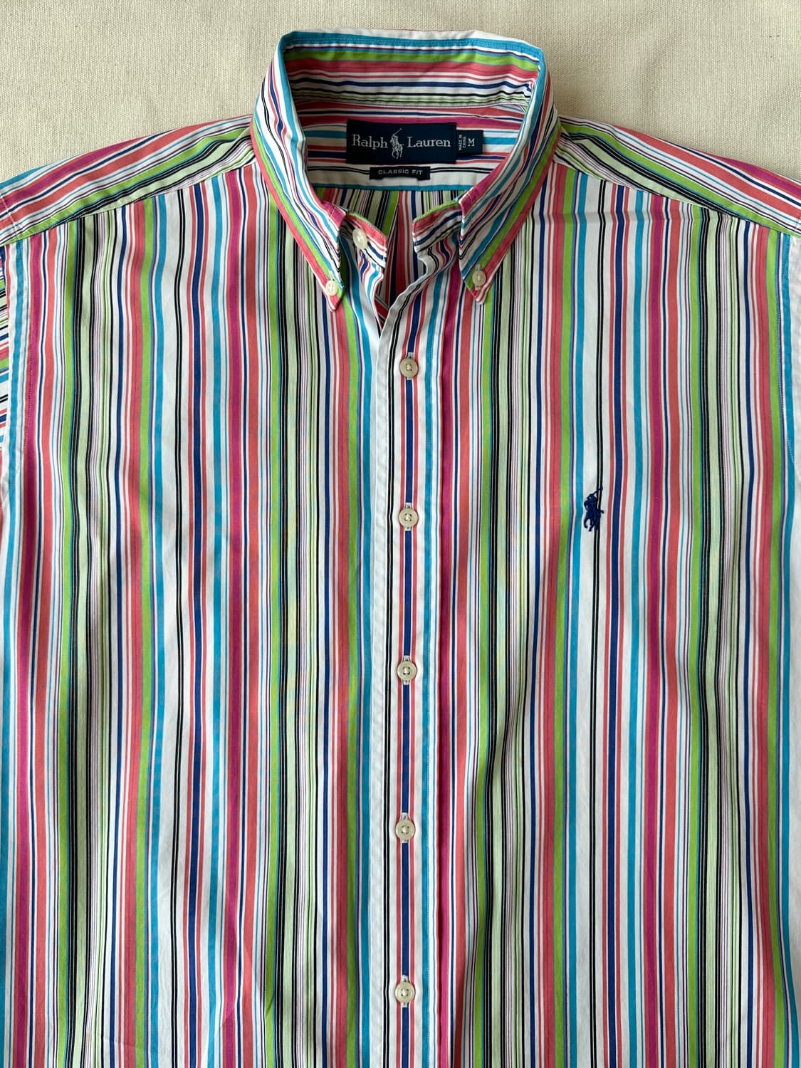 폴로 랄프로렌 멀티 스트라이프 반팔 셔츠 클래식핏 M 상품이미지7