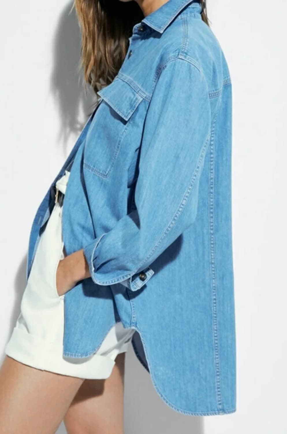 마시모두띠 여성 오버핏 데님 셔츠 청남방 진 상품이미지3